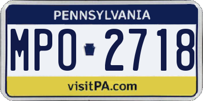 PA license plate MPO2718