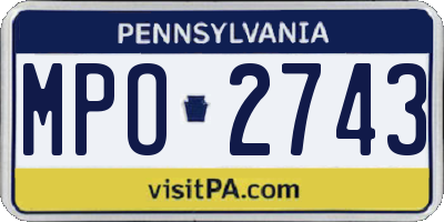 PA license plate MPO2743