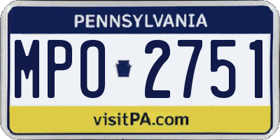 PA license plate MPO2751