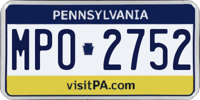 PA license plate MPO2752