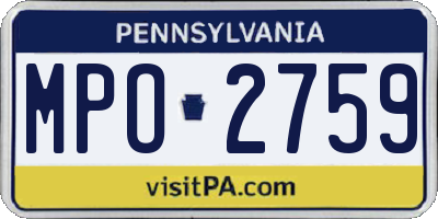 PA license plate MPO2759