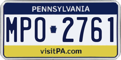 PA license plate MPO2761