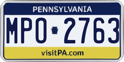 PA license plate MPO2763