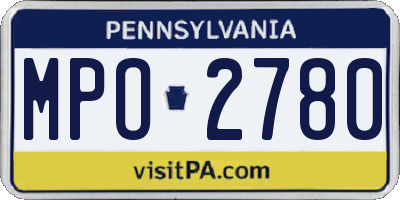 PA license plate MPO2780