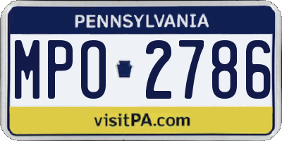 PA license plate MPO2786
