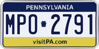 PA license plate MPO2791