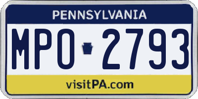 PA license plate MPO2793