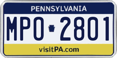 PA license plate MPO2801