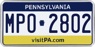 PA license plate MPO2802
