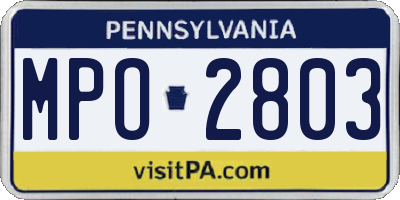 PA license plate MPO2803