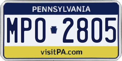 PA license plate MPO2805
