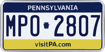 PA license plate MPO2807