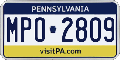 PA license plate MPO2809
