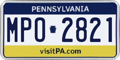 PA license plate MPO2821