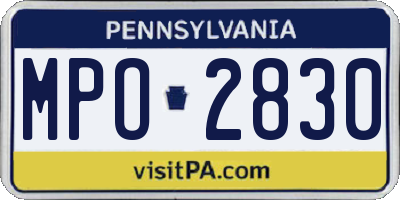 PA license plate MPO2830