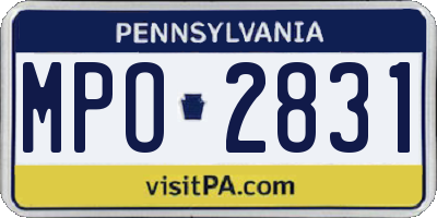 PA license plate MPO2831