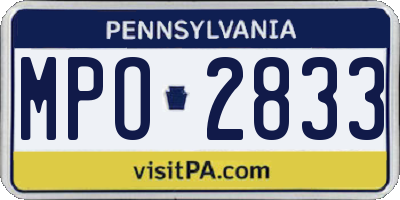 PA license plate MPO2833