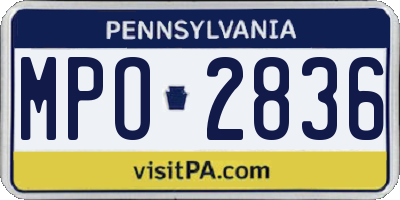 PA license plate MPO2836