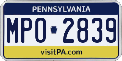 PA license plate MPO2839