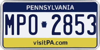 PA license plate MPO2853