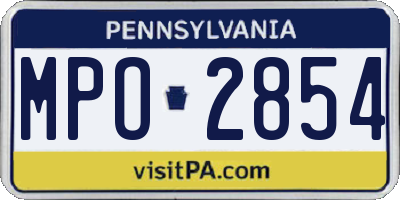 PA license plate MPO2854