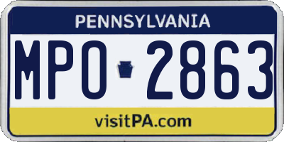 PA license plate MPO2863