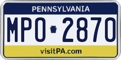 PA license plate MPO2870
