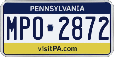 PA license plate MPO2872