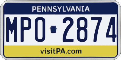 PA license plate MPO2874