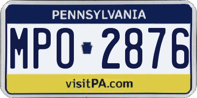 PA license plate MPO2876