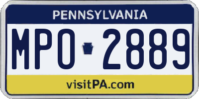 PA license plate MPO2889