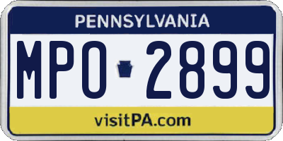 PA license plate MPO2899