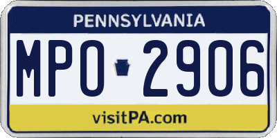 PA license plate MPO2906