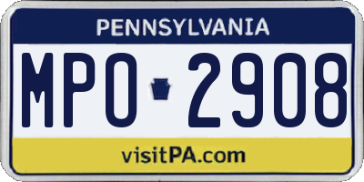 PA license plate MPO2908