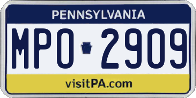 PA license plate MPO2909