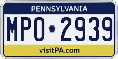 PA license plate MPO2939