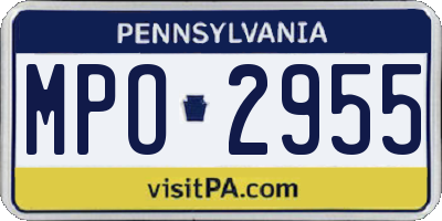 PA license plate MPO2955