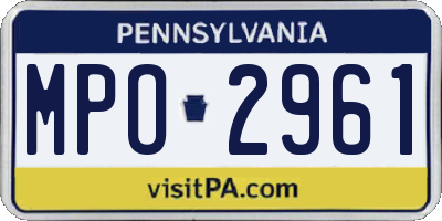 PA license plate MPO2961