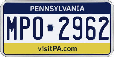 PA license plate MPO2962