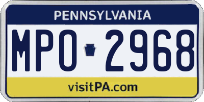 PA license plate MPO2968