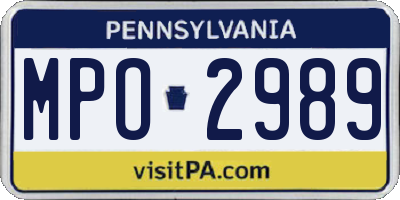 PA license plate MPO2989