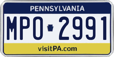 PA license plate MPO2991