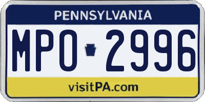 PA license plate MPO2996