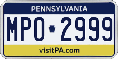 PA license plate MPO2999