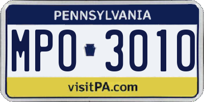 PA license plate MPO3010