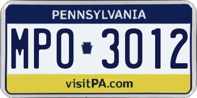 PA license plate MPO3012