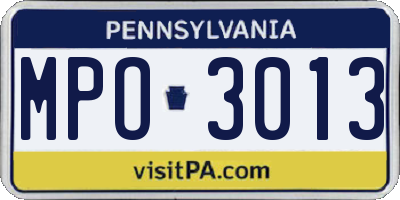PA license plate MPO3013
