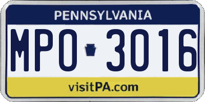 PA license plate MPO3016