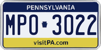 PA license plate MPO3022