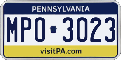 PA license plate MPO3023